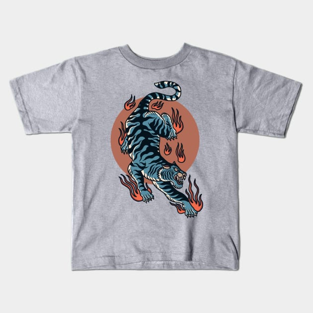 oriental tiger tattoo Kids T-Shirt by donipacoceng